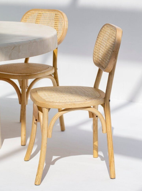 Natural rattan dining chair solution visual