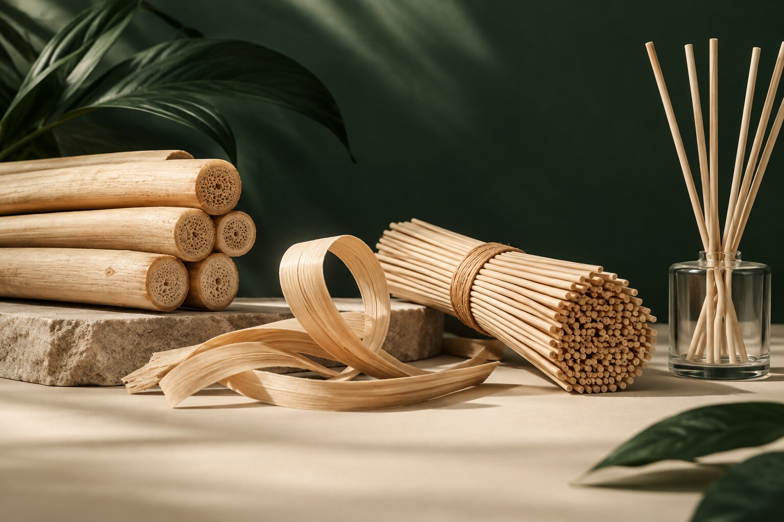AI-generated illustrative rattan homepage process visual